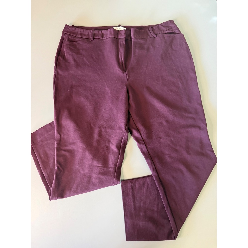 Liz Claiborne Emma Ankle Pants Womens 18 Plum Purple Stretch Trousers RN 93677